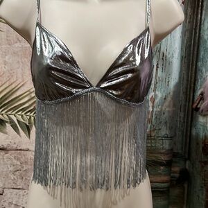 EUC fringed halter bikini top